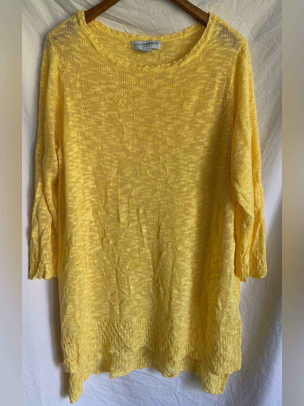 Sag Harbor Bright Yellow Lightweight Sheer Knit Tunic